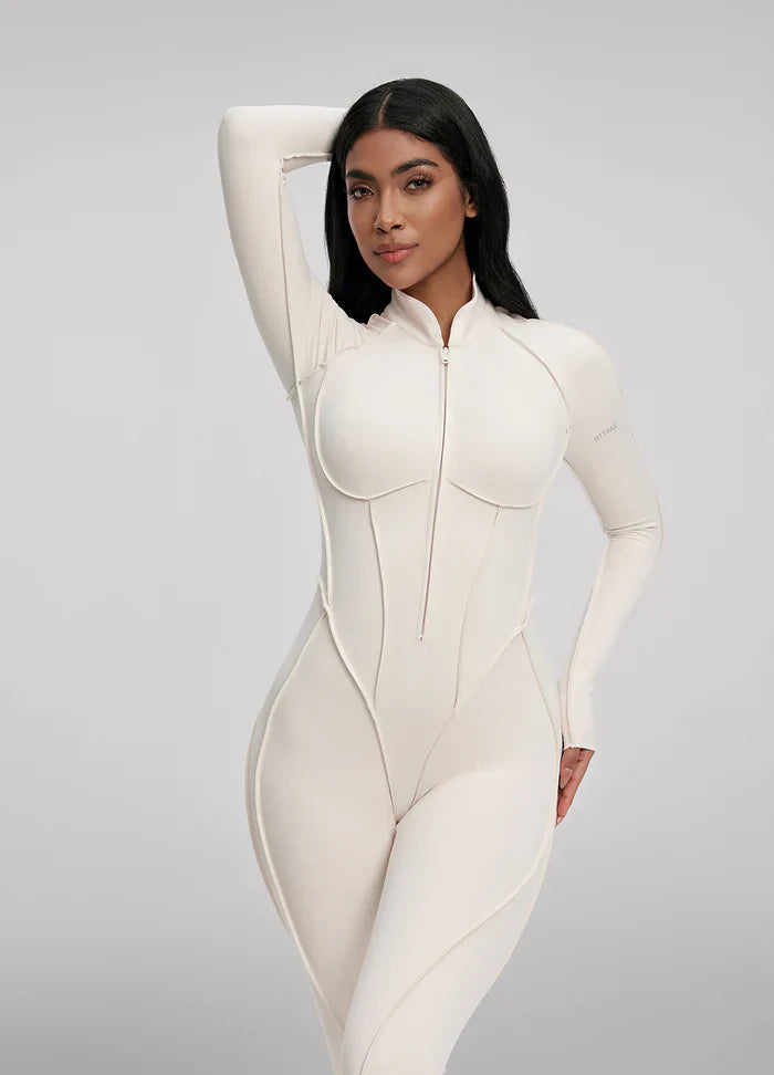 Closed-Back Catsuit Beige